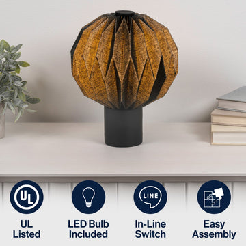 Quincy 11" Modern Minimalist Paper Pleated Orb Accent LED Table Lamp